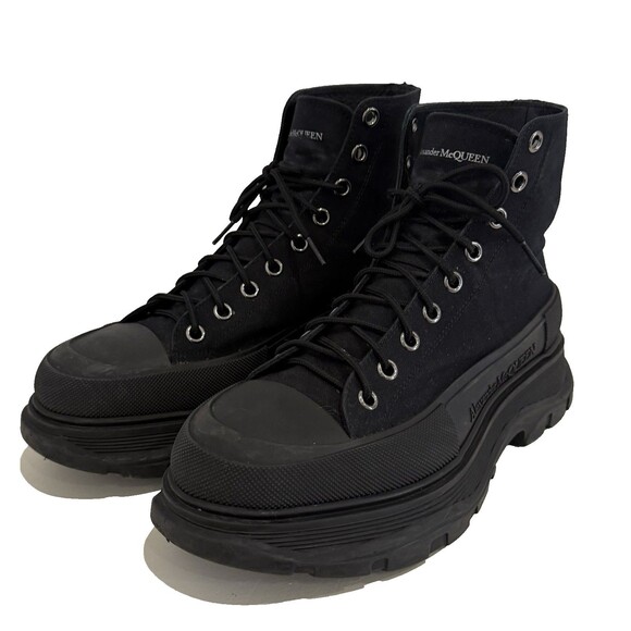 Alexander McQueen Black Canvas High Top Boots Chunky Lug Sole Sneakers EU 43.5 main image 12